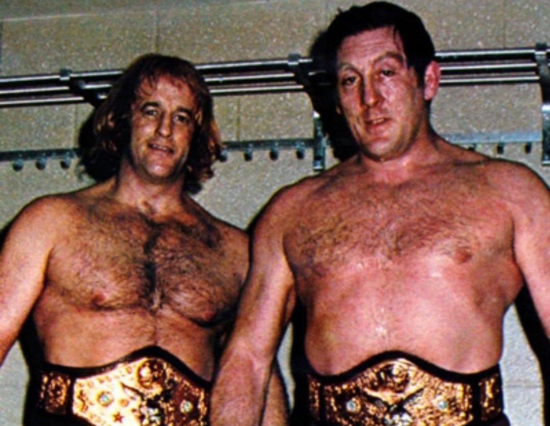 Karl Gotch and Rene Goulet as WWE Tag Team Champions