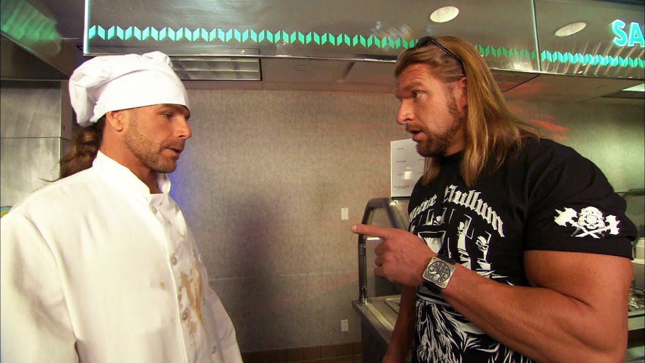 Shawn Michaels as a cook with Triple H