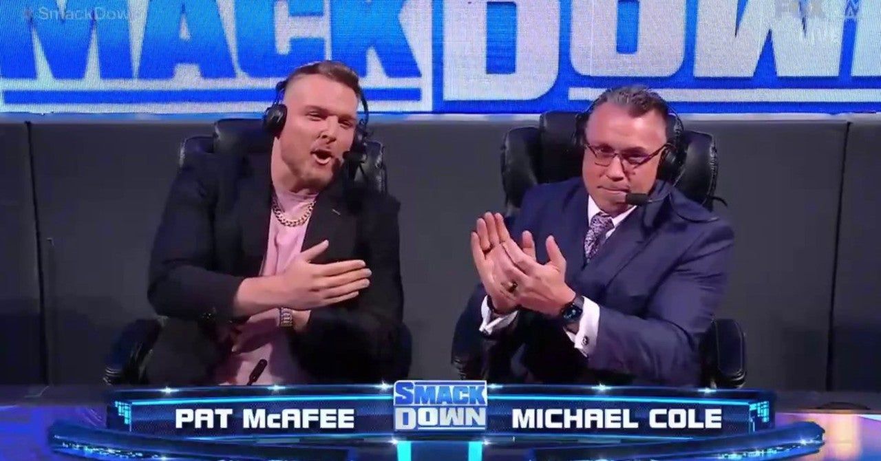 Pat McAfee and Michael Cole on SmackDown