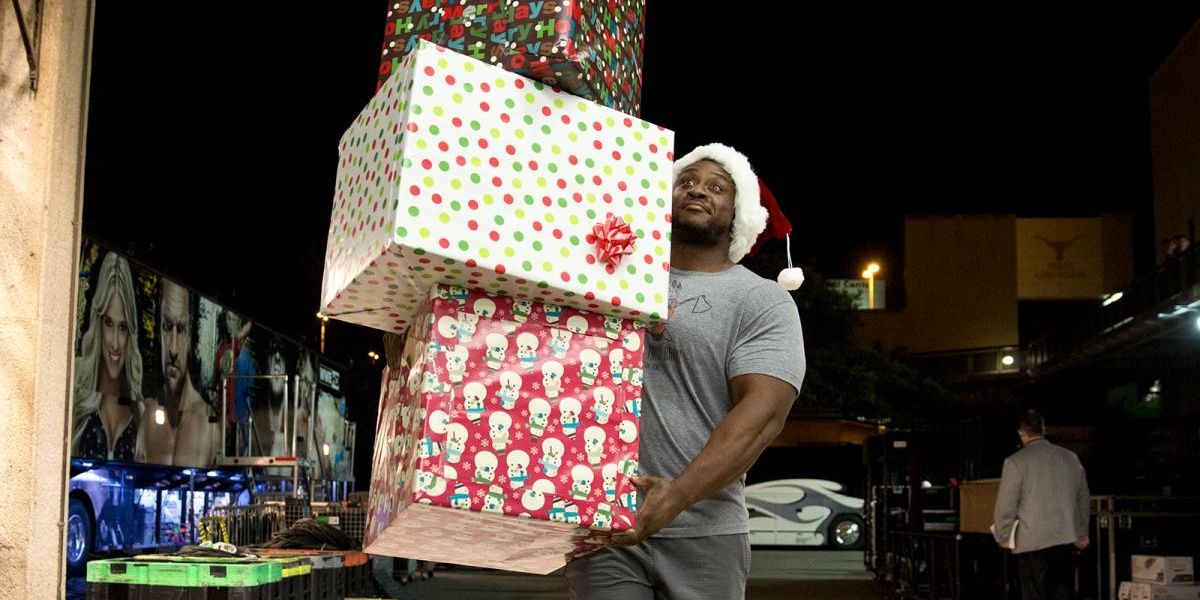 WWE Big E with presents 