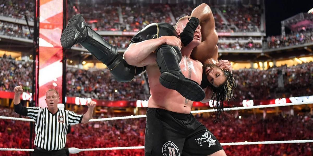 Brock Lesnar v Roman Reigns v Seth Rollins WrestleMania 31 Cropped