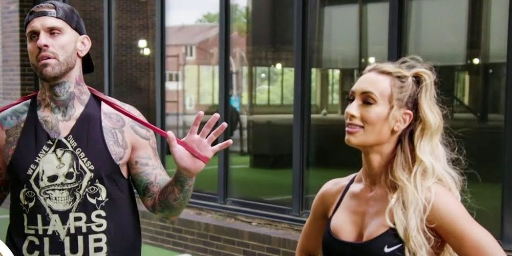 Carmella and Corey Graves in the gym 