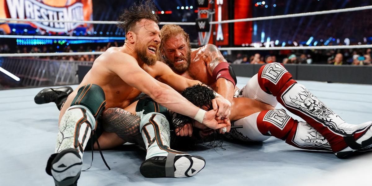 Daniel Bryan v Roman Reigns v Edge WrestleMania 37 Cropped