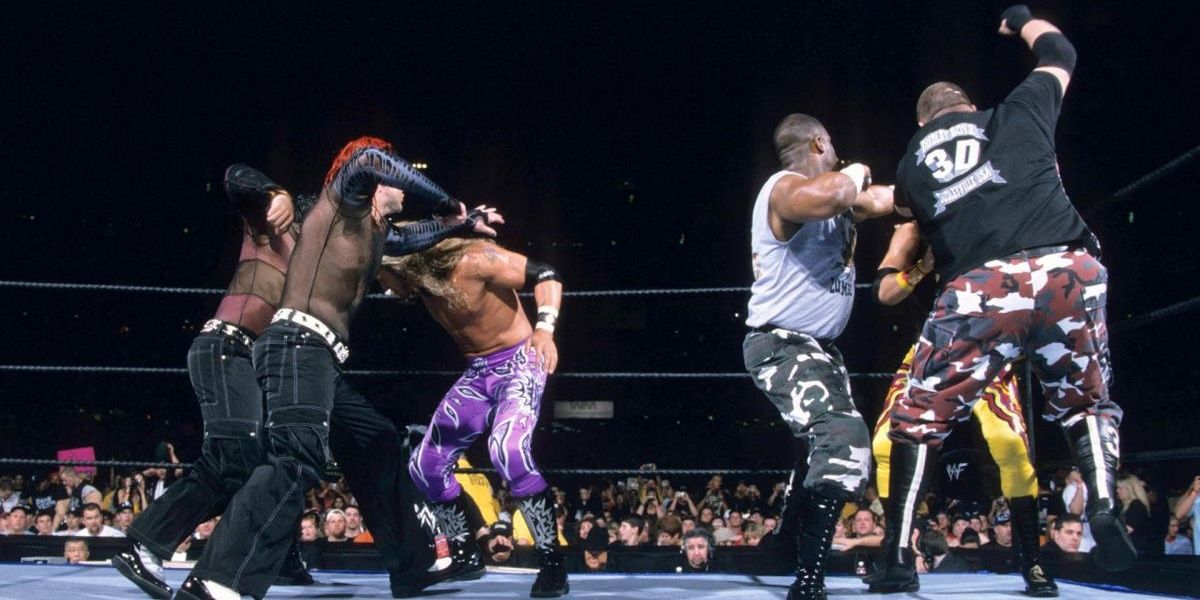 Dudley Boyz v Hardy Boyz v Edge and Christian WrestleMania X-Seven