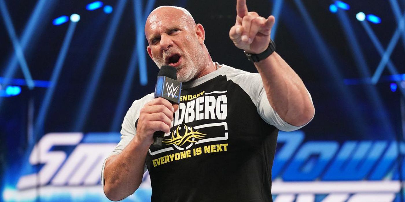 Goldberg cutting a promo in WWE