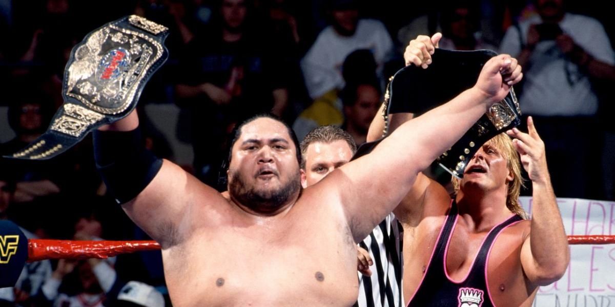 The Smoking Gunns v Owen Hart & Yokozuna WrestleMania 11 Cropped