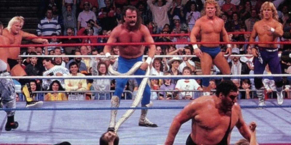 andre the giant eliminates himself from the royal rumble match