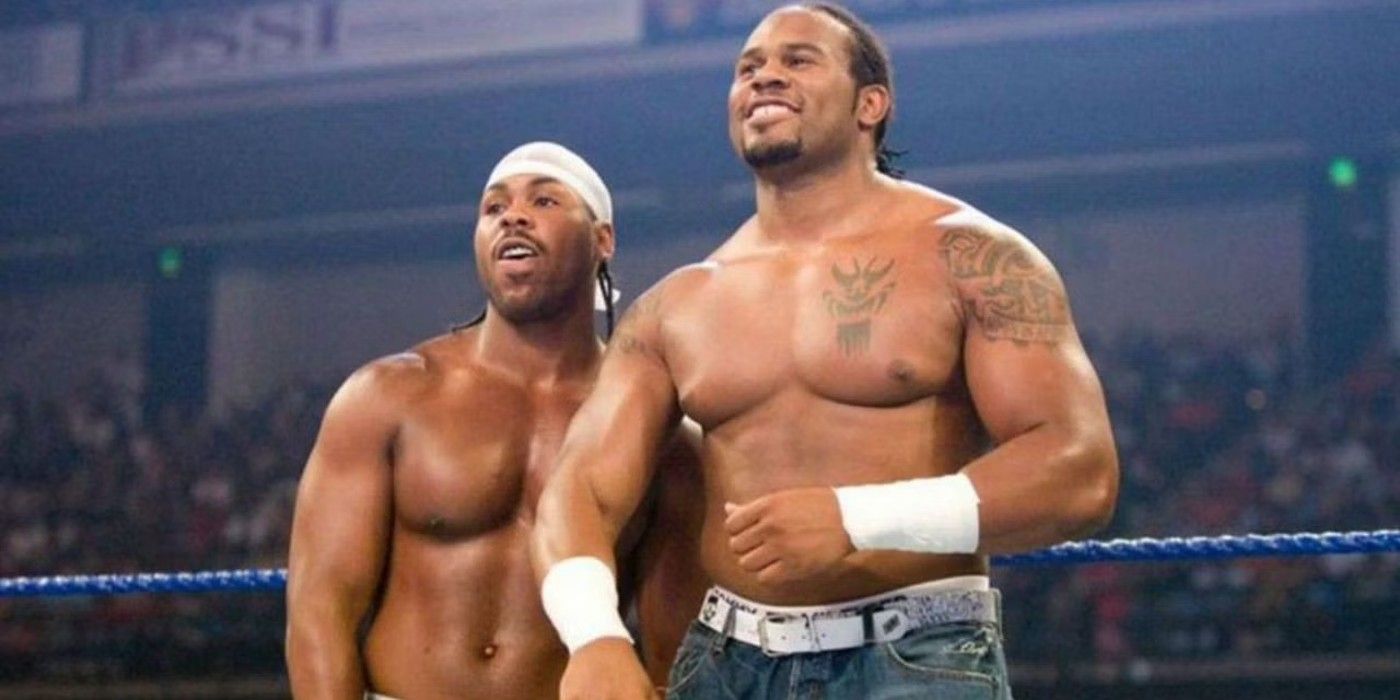 Cryme Tyme standing inside a WWE ring