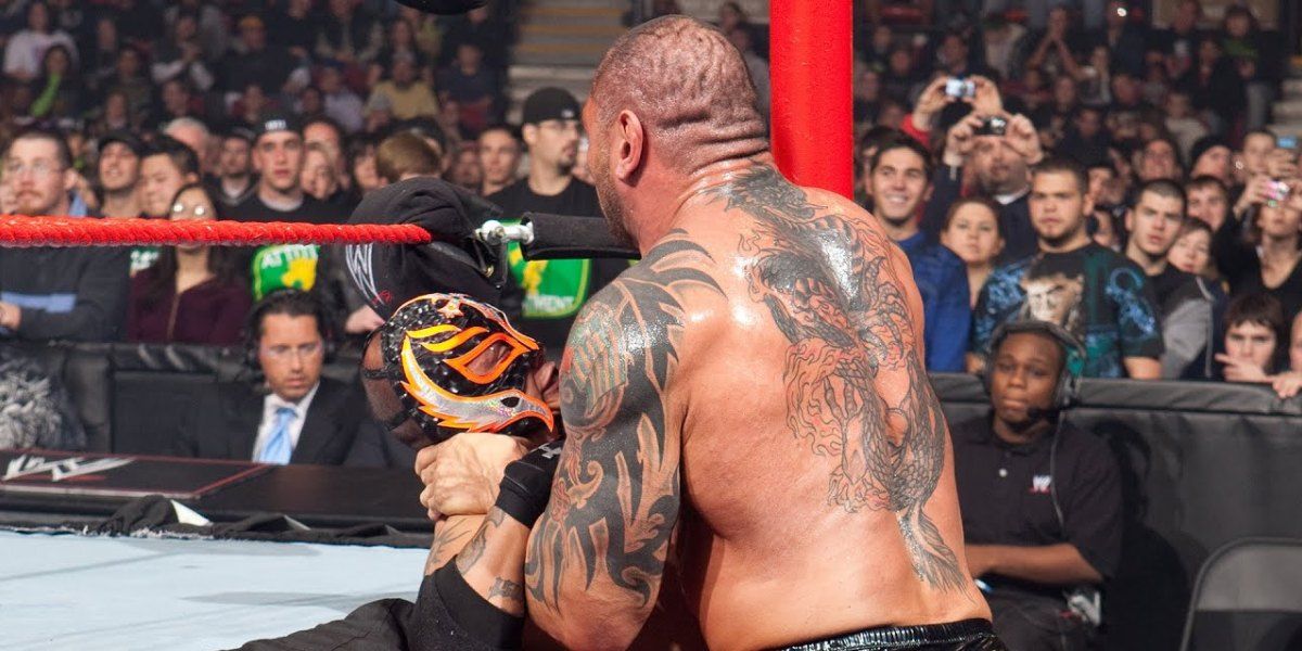 Batista attack Rey Mysterio