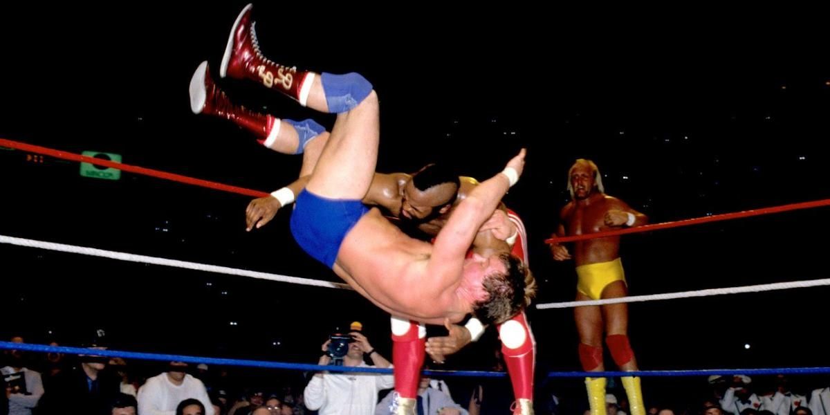 Hulk Hogan and Mr T v Roddy Piper and Paul Orndorff WrestleMania 1 Cropped