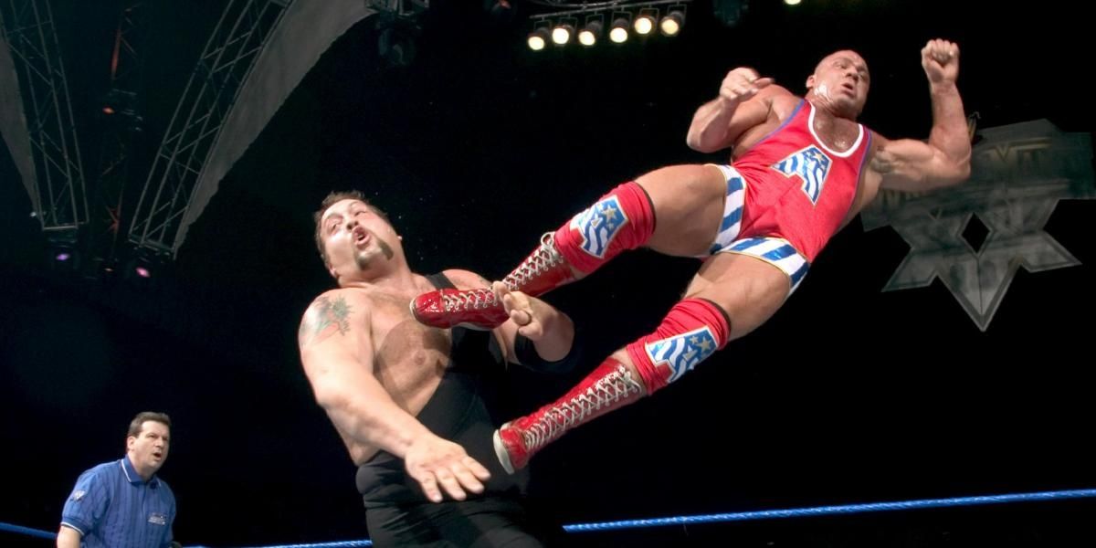 John Cena v Kurt Angle v Big Show No Way Out 2004 Cropped