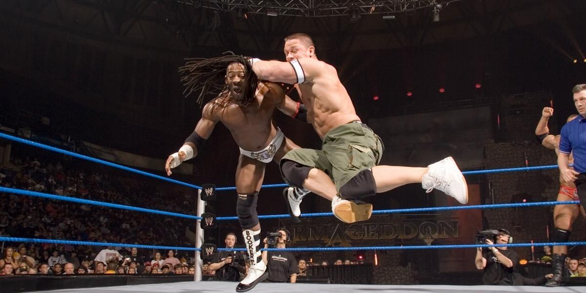 King Booker and Finlay v Batista and John Cena Armageddon 2006 Cropped