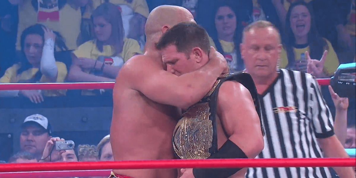 Kurt Angle Hugs AJ Styles