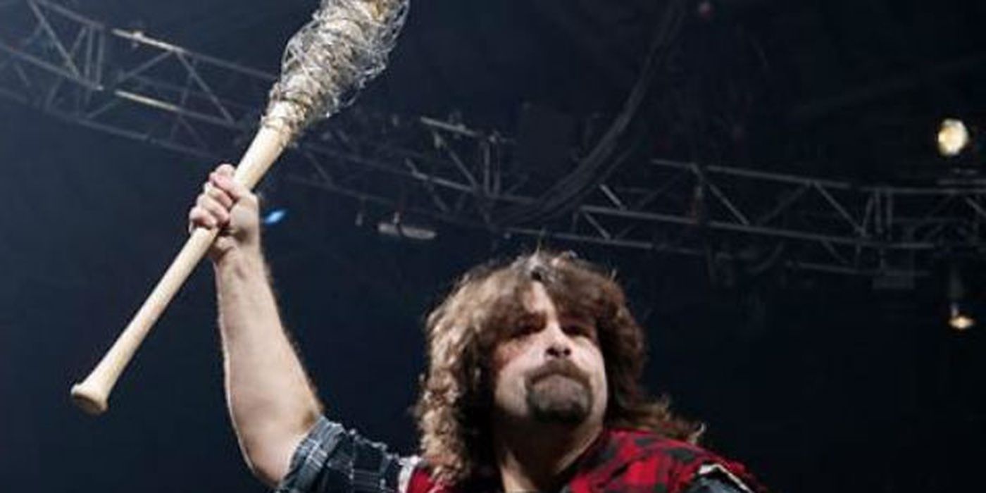 Mick Foley And Barb Wire Bat  