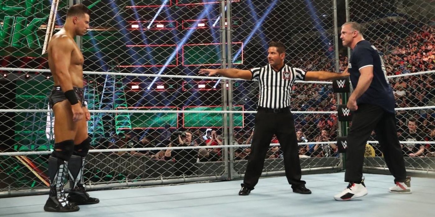 Miz Vs Shane McMahon Referee Steel Cage 