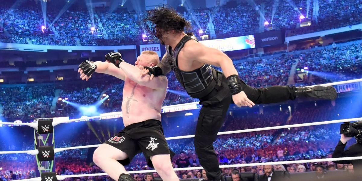 Roman Reigns v Brock Lesnar WrestleMania 34 Cropped
