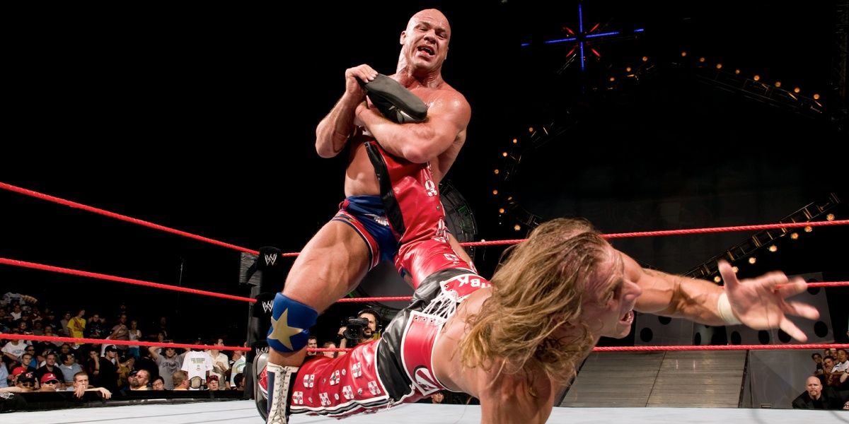 Shawn Michaels v Kurt Angle Vengeance 2005 Cropped