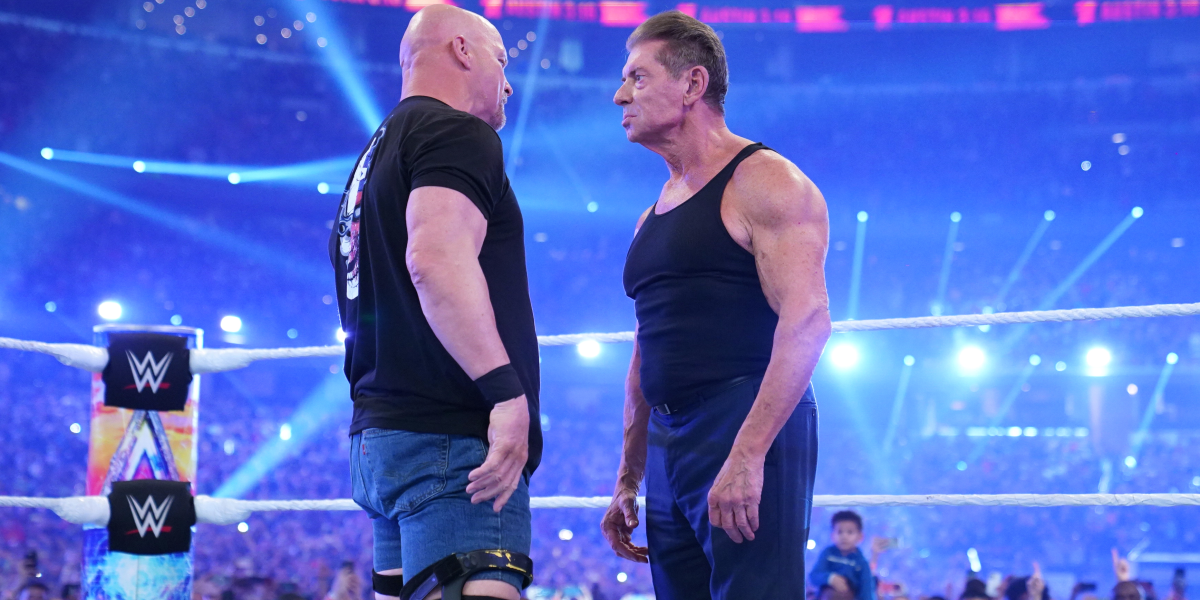 Steve Austin and Vince McMahon at WrestleMania 38