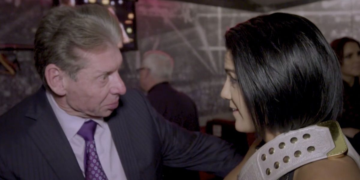Vince McMahon giving advice to Bayley