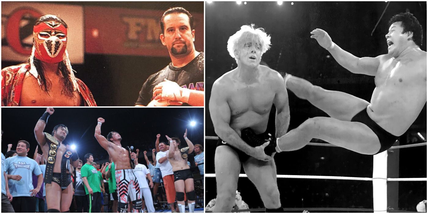 Cross-promotional wrestling shows including Hayabusa, Tommy Dreamer, Swama, Hiroshi Tanahashi, Ric Flair, and Genichiro Tenryu