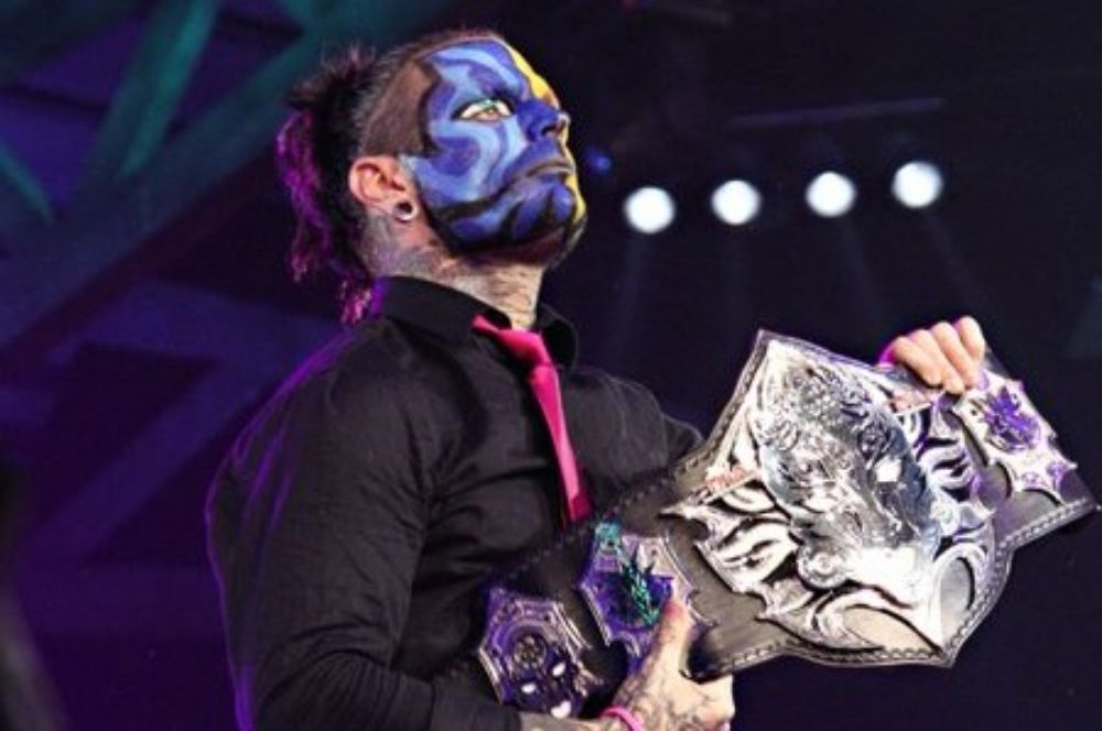 Jeff Hardy with the custom Immortal version of the Impact World Championship