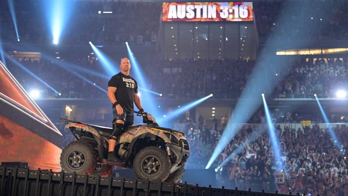 Stone Cold Riding Motorcycle Stone Cold's WrestleMania Entrance Started At Exactly 3:16