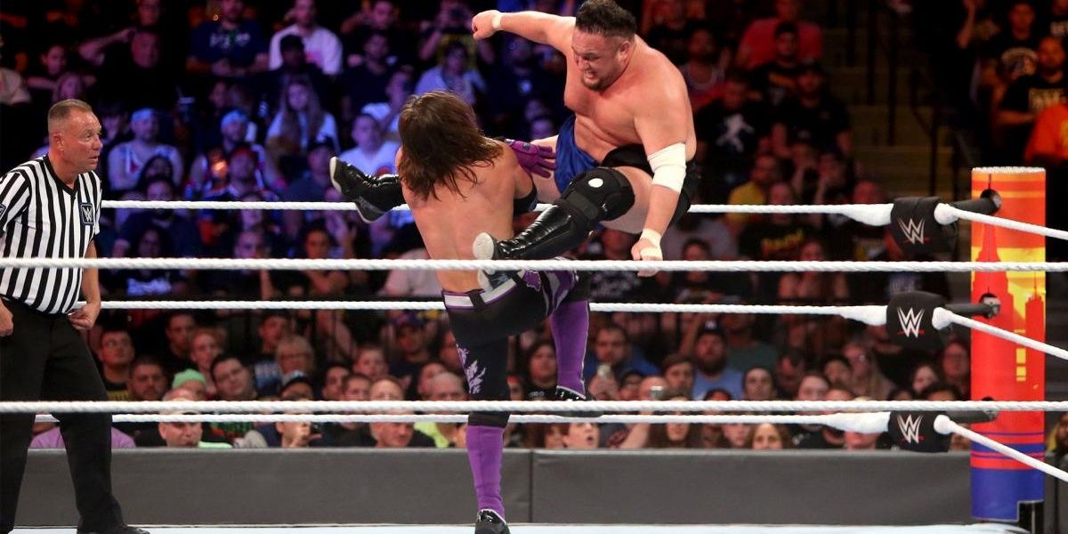 AJ Styles v Samoa Joe SummerSlam 2018 Cropped
