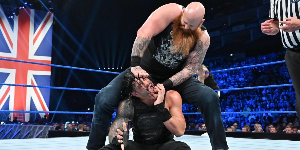 Roman Reigns & The Usos v Shane McMahon, Elias, Daniel Bryan & Rowan SmackDown May 14, 2019 Cropped