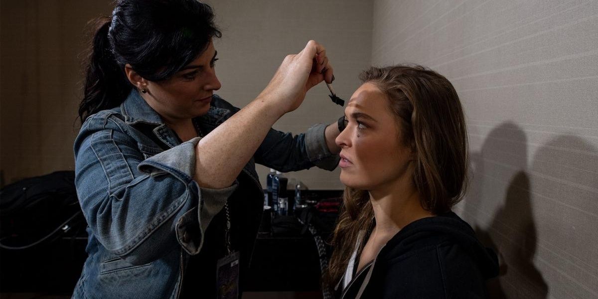 Ronda Rousey getting her makeup done 