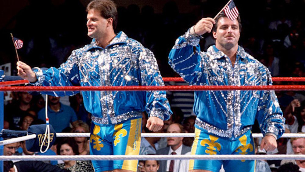 The Fabulous Rougeaus waving American flags