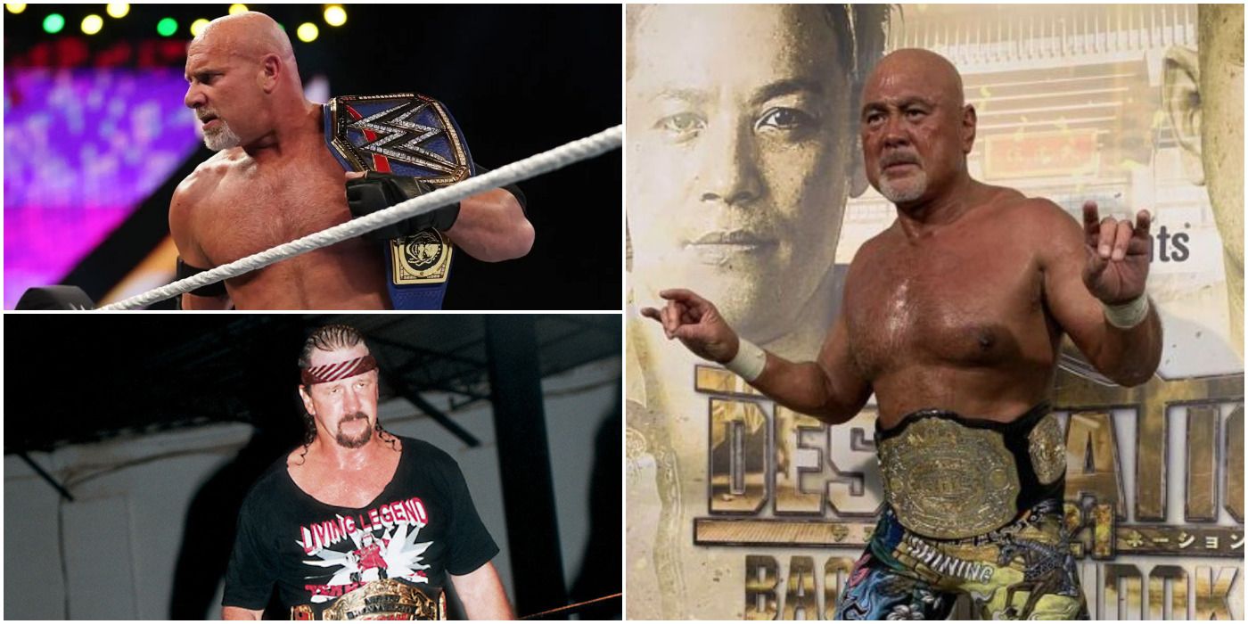 World Champions over the age of 50: Goldberg, Terry Funk and Keiji Mutoh, a.k.a. The Great Muta