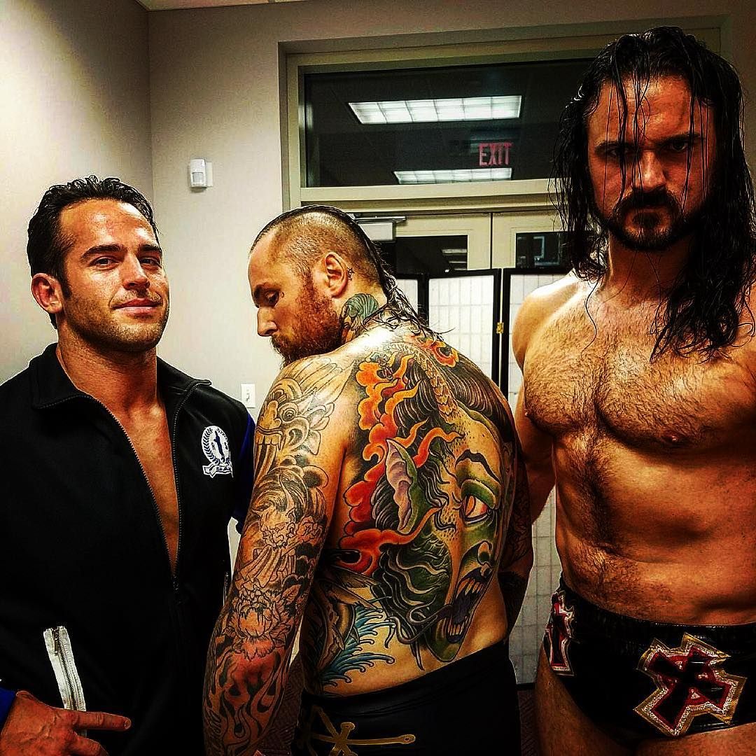 Roderick Strong, Drew McIntyre and Aleister Black