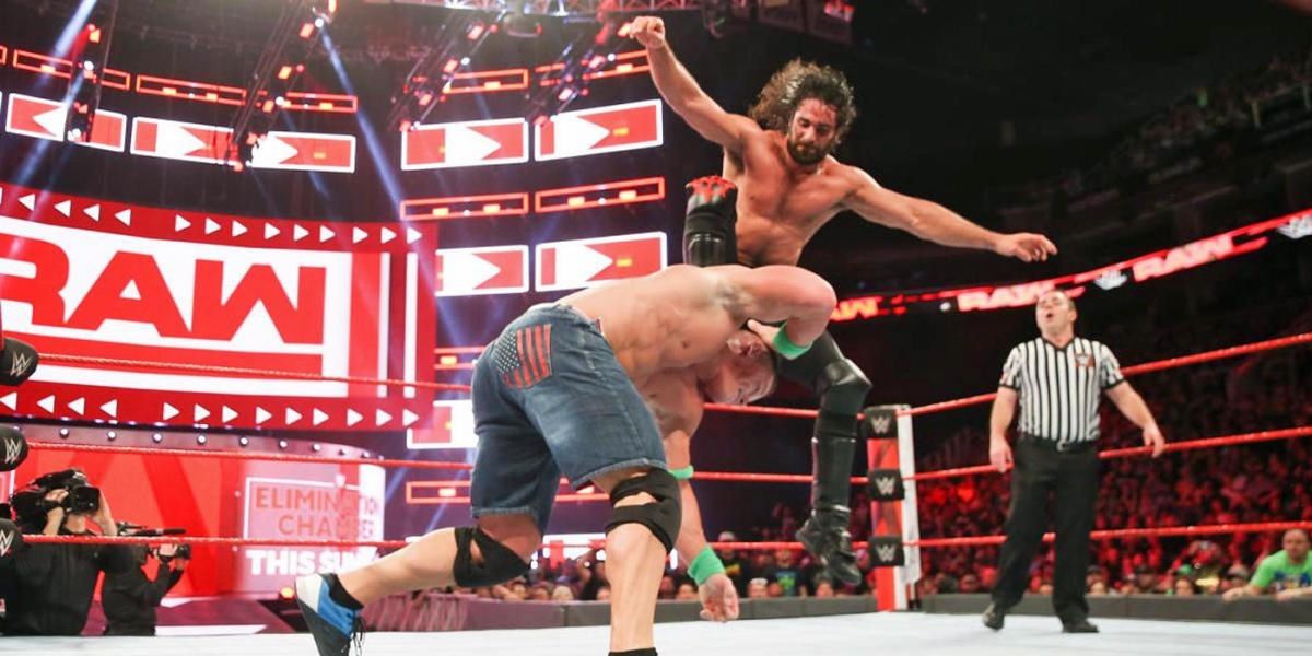Seth Rollins Curb Stomps John Cena