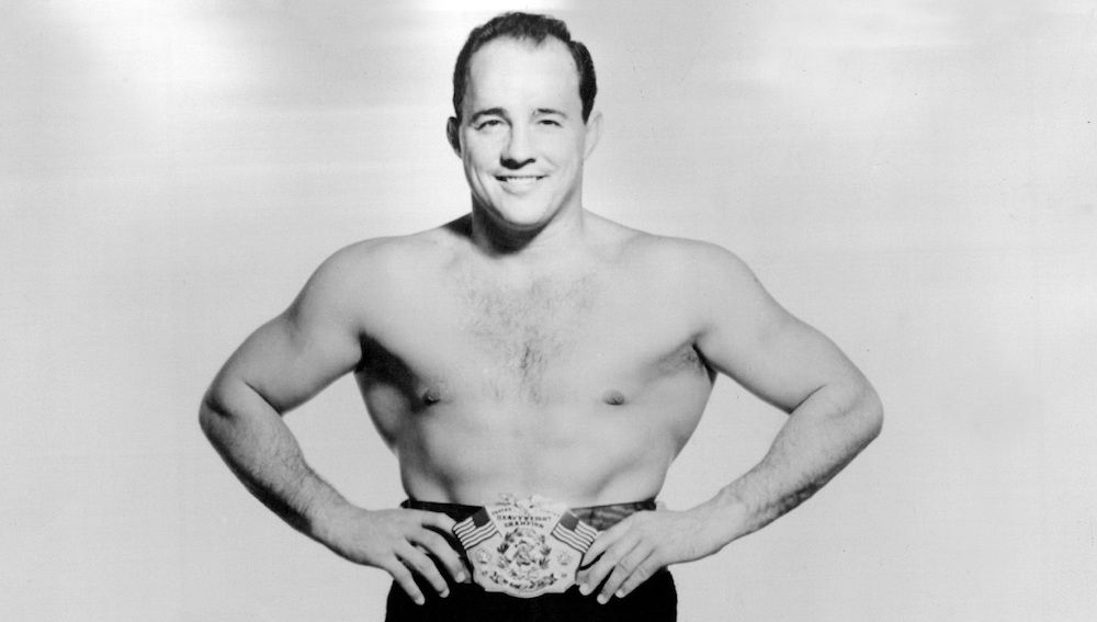 Verne Gagne with a Championship belt