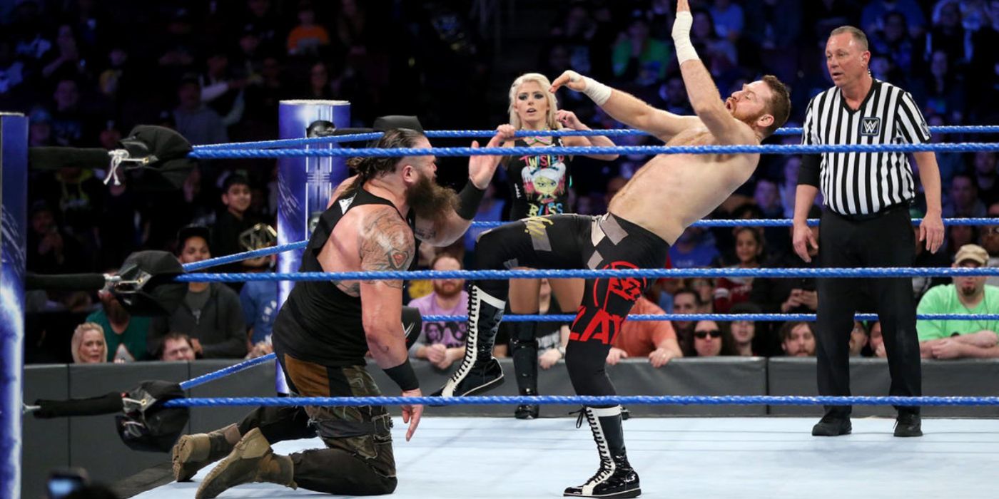 Alexa Bliss and Braun Strowman vs Becky Lynch and Sami Zayn WWE