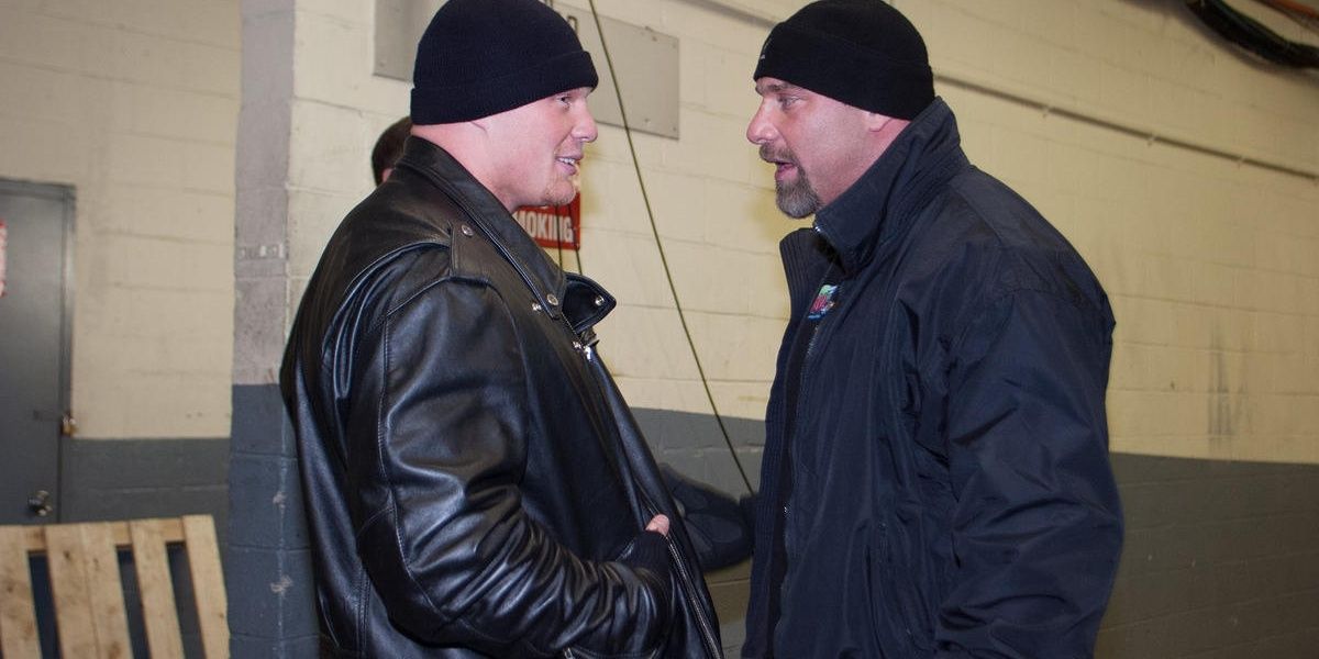 Goldberg and Brock Lesnar hanging out Cropped