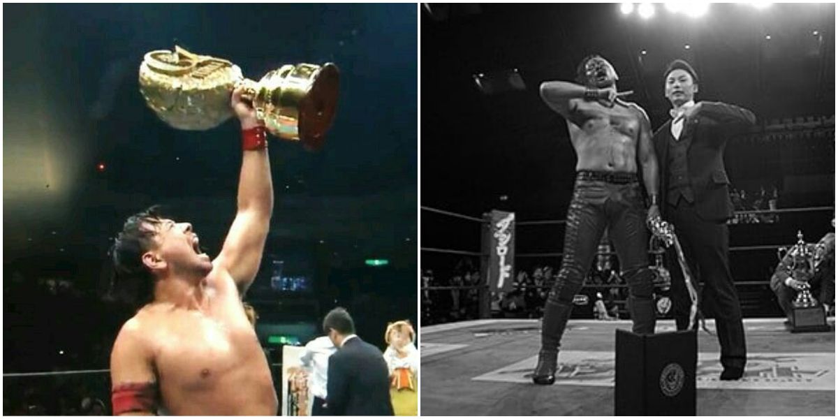 Shinsuke Nakamura after winning G1 Climax and New Japan Cup