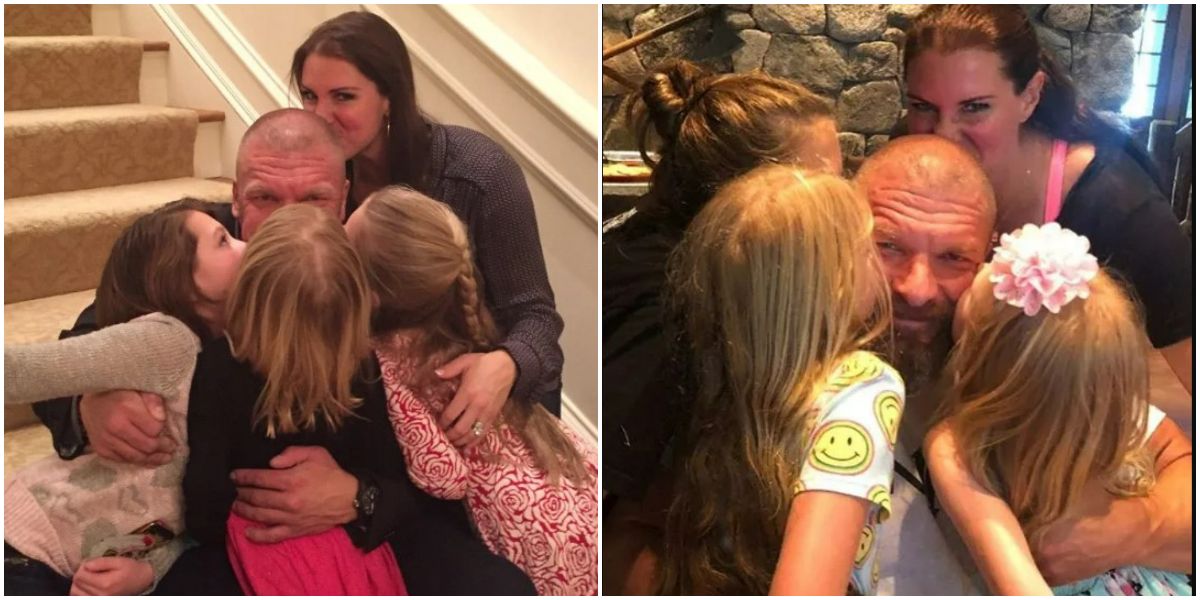 Triple H and Stephanie McMahon with their daughters