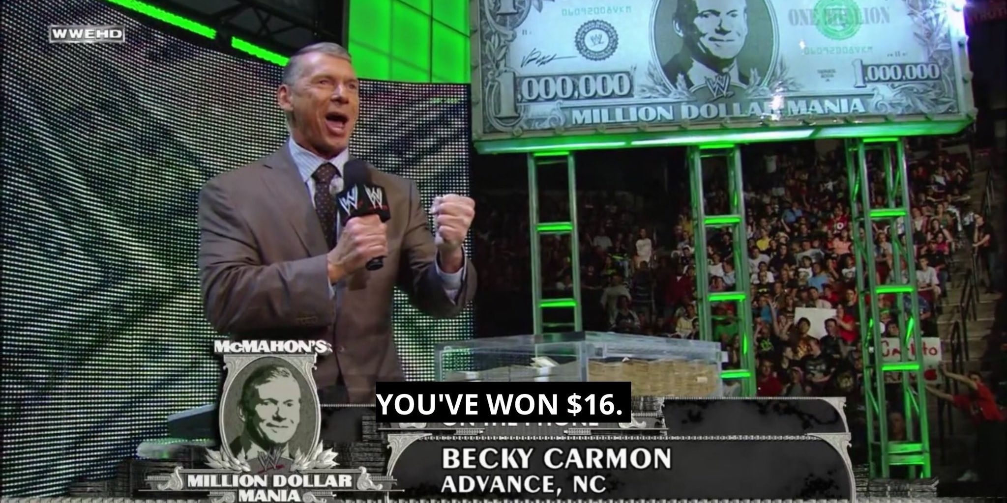 Vince McMahon gives away money 