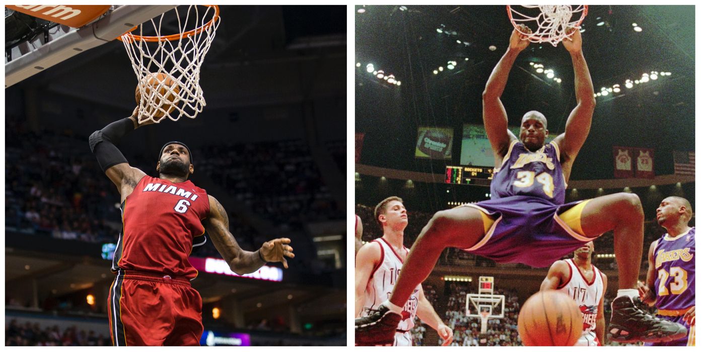 Lebron James and Shaquille O'Neal dunks