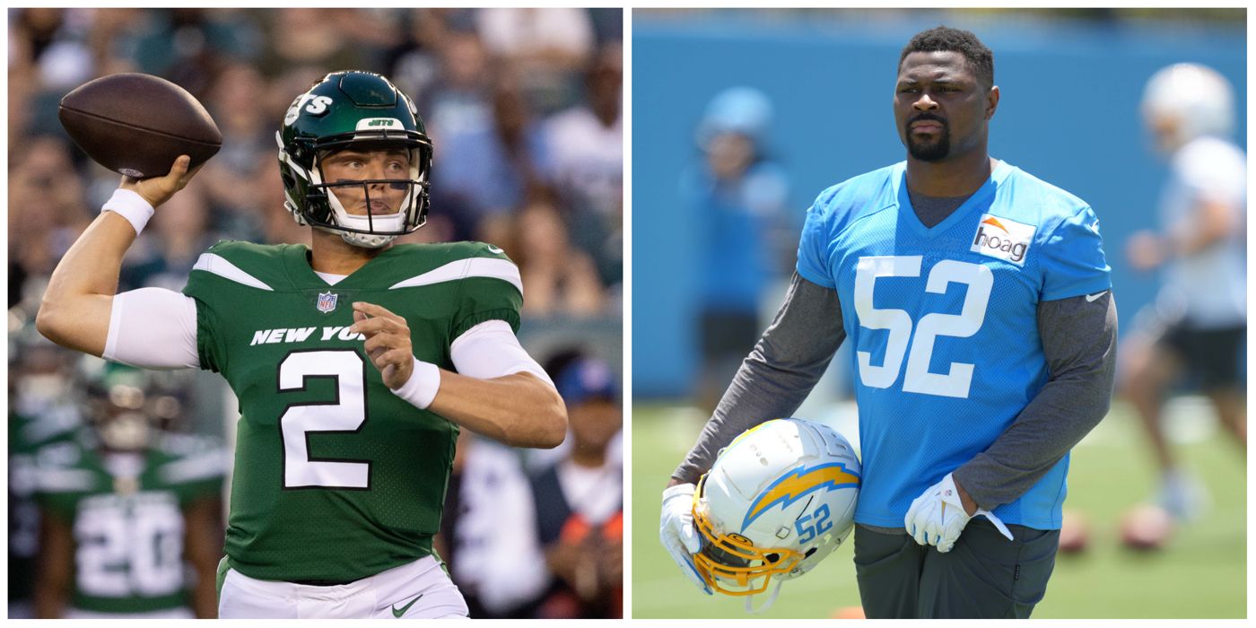 New York Jets Zach Wilson and Los Angeles Chargers Khalil Mack
