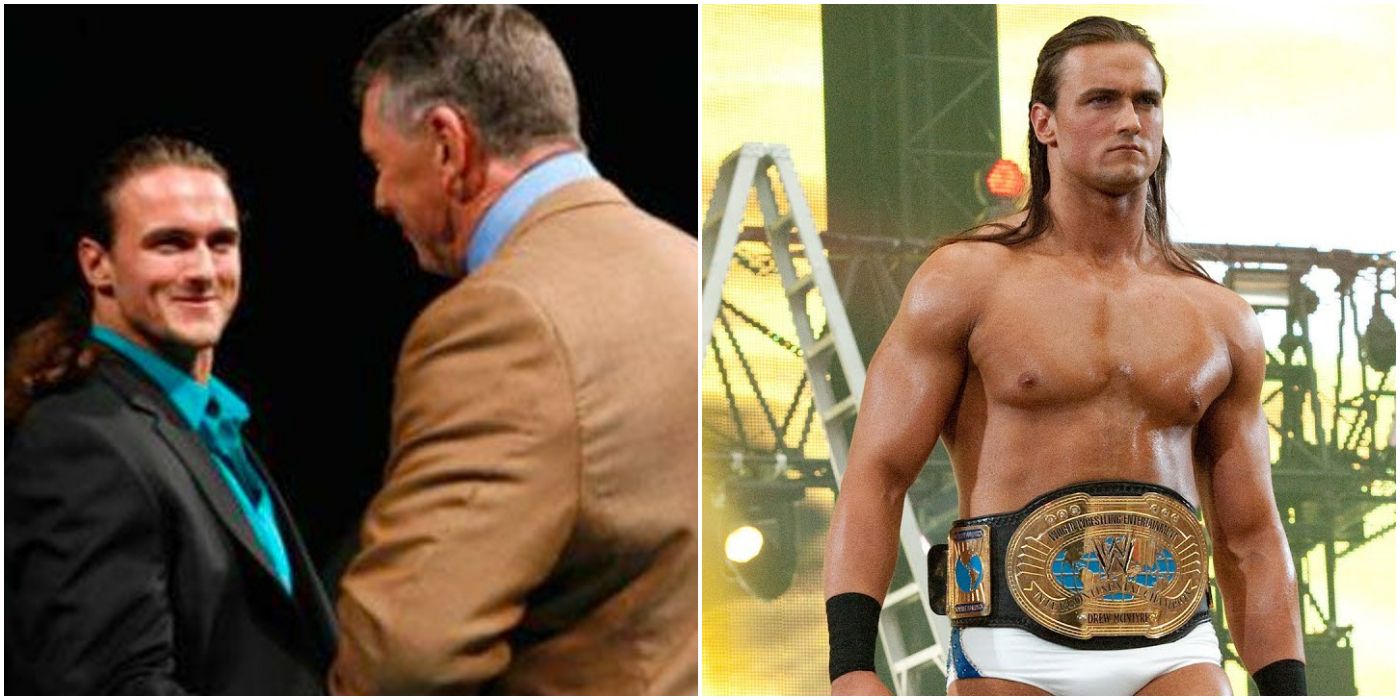Drew McIntyre with Vince McMahon and as Intercontinental Champion
