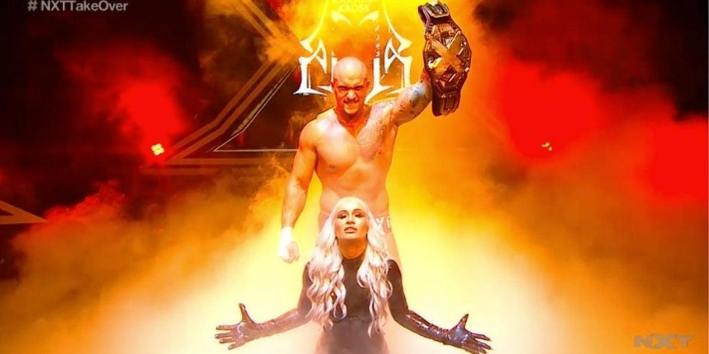 Karrion Kross as NXT Champion with Scarlett
