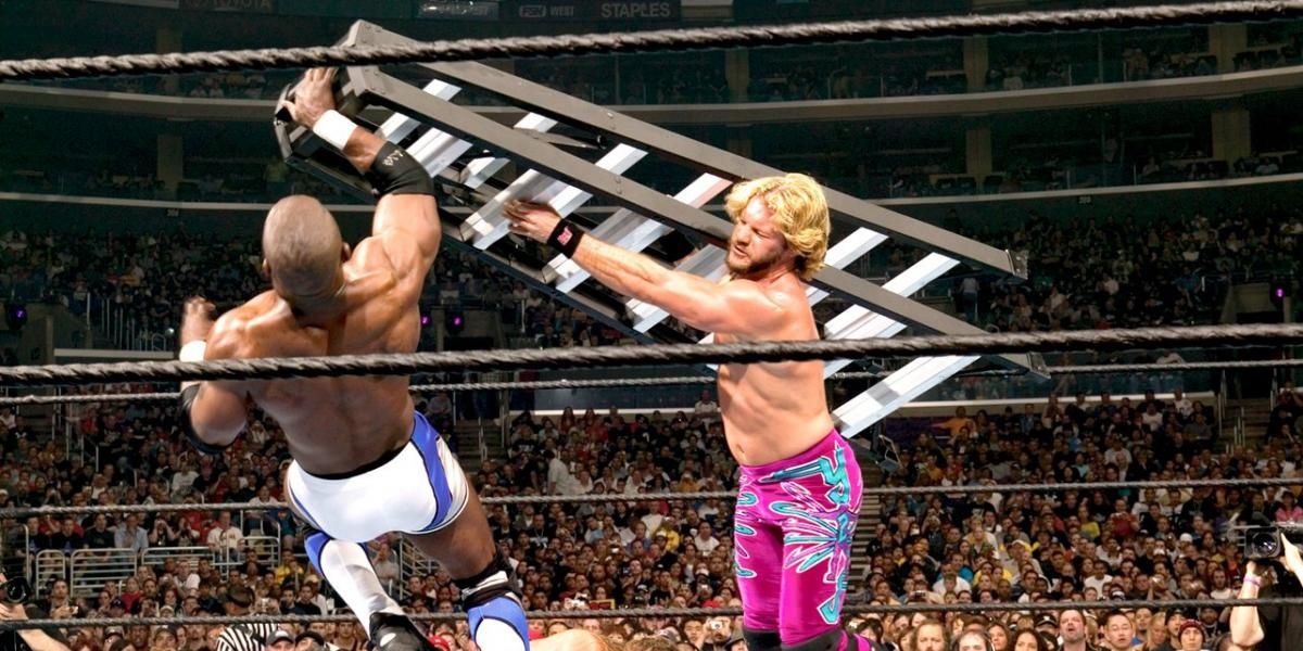 Money in the Bank ladder match WrestleMania 21 Cropped