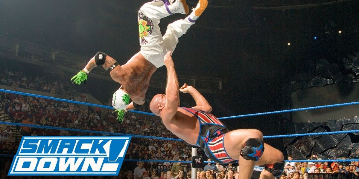 Rey Mysterio v Kurt Angle SmackDown June 2, 2006 Cropped
