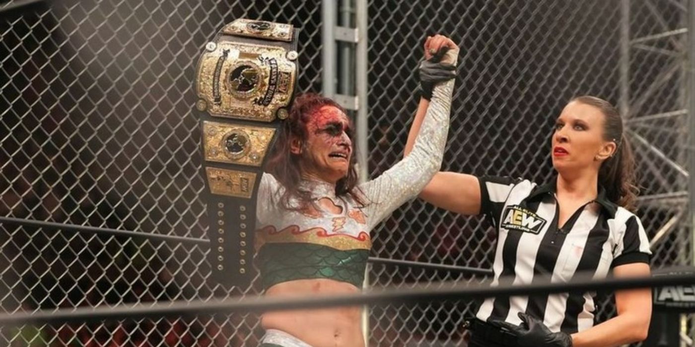 Thunder Rosa after winning AEW Women's World Title