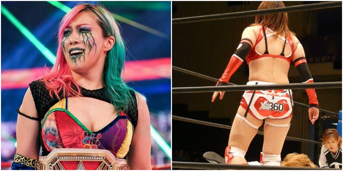 Asuka in WWE and with Xbox 360 attire