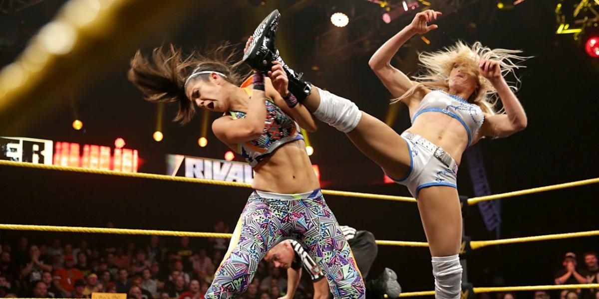 Bayley v Charlotte Flair v Becky Lynch v Sasha Banks NXT TakeOver Rival Cropped
