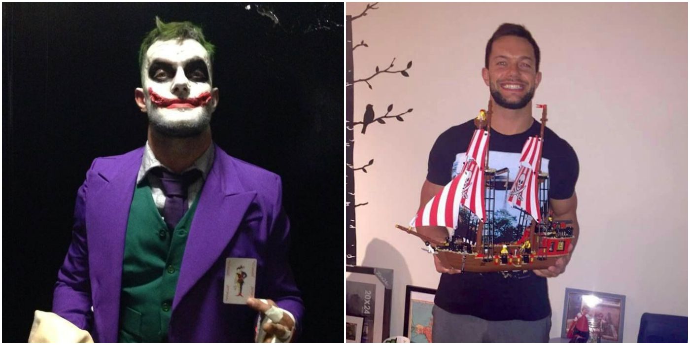 Finn Balor as the Joker and with a lego pirate ship