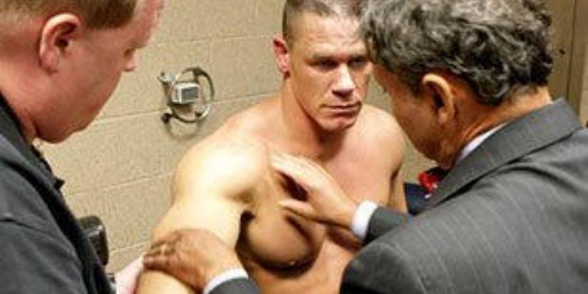 John Cena getting his Pectoral Muscle checked
